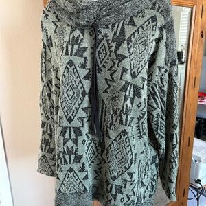 Geometric Cowl Neck Sweater